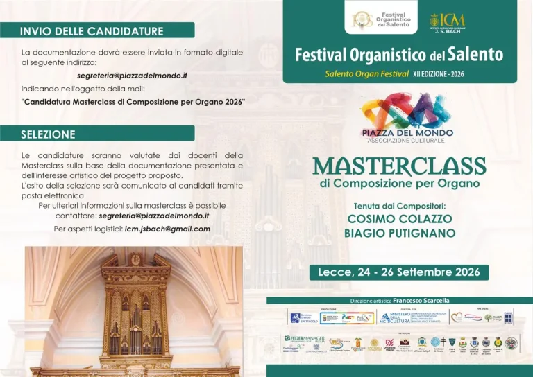 Festival Organistico del Salento - Masterclass 24-26 Settembre 2026 - 1